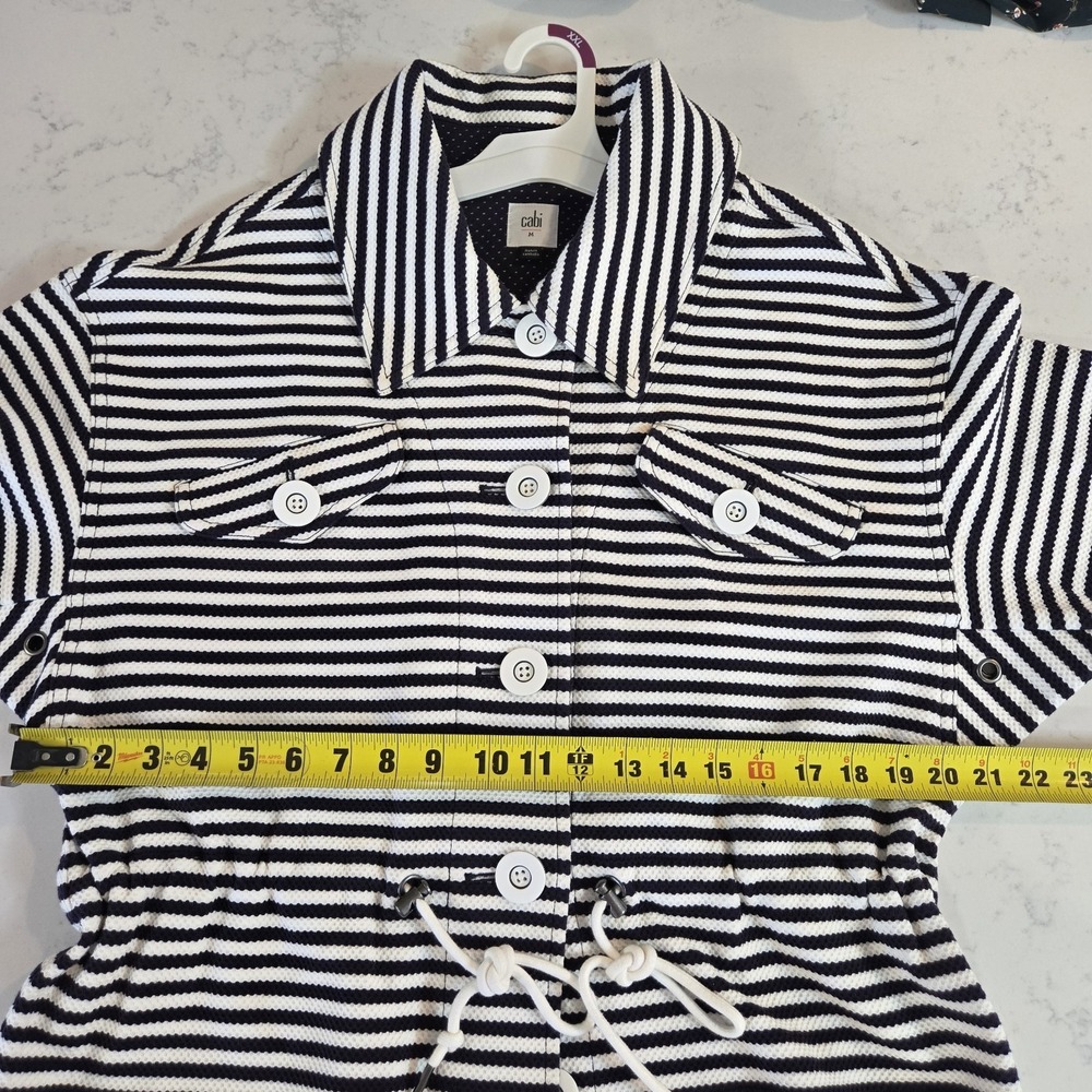 CAbi Jacket Womens M Navy Blue White Striped Nautical Harbour Workwear Casual - Picture 10 of 16